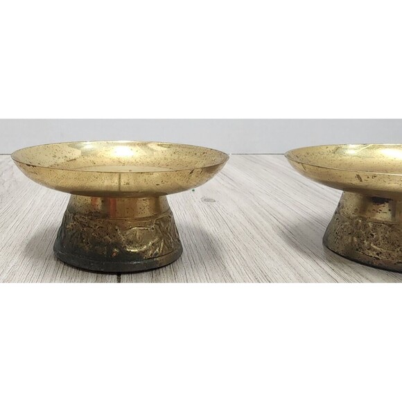 Elegant Expressions 3 Inch Brass Pillar Candle Holder Collectible Decor Set of 2 - Picture 3 of 9